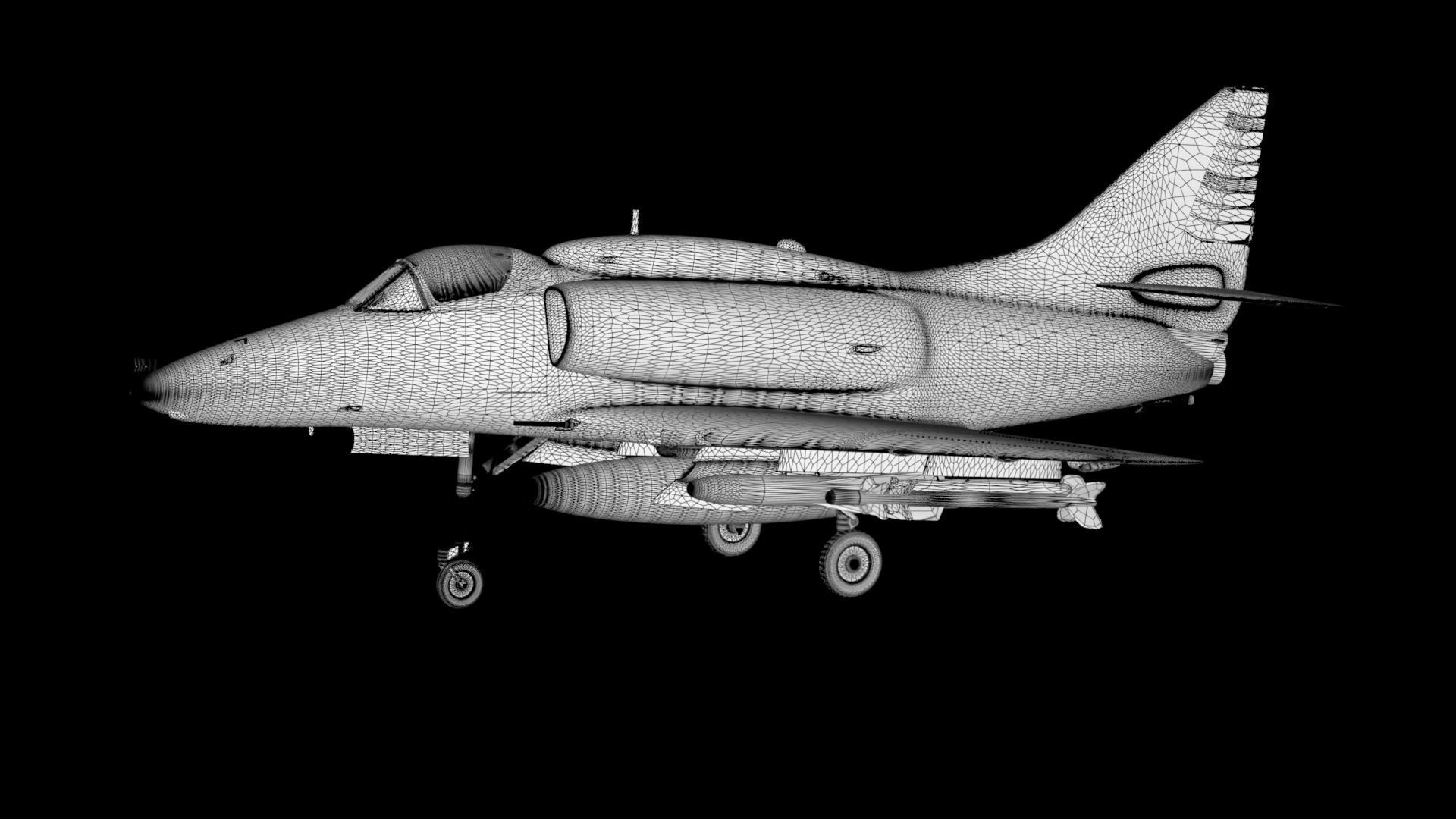 4K textures A-4F Skyhawk 3D Model Low-poly 3D model_7