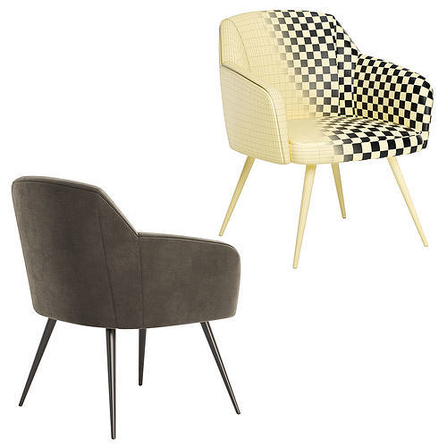 Hanner Upholstered Armchair 3D model 6
