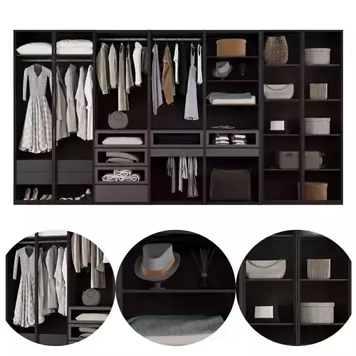 Wardrobe composition in a modern style with filling
