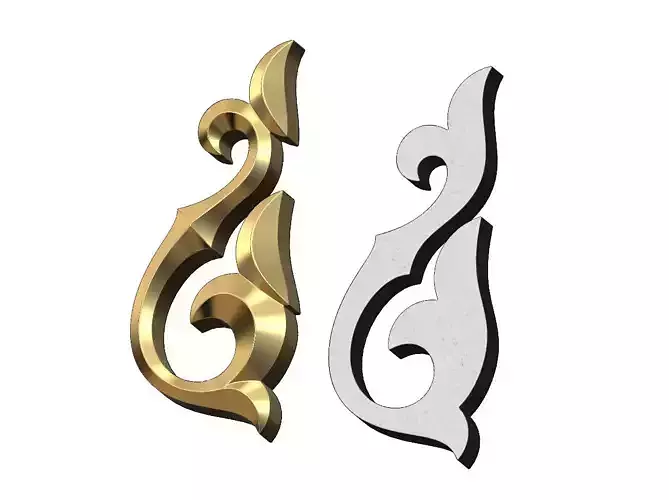 Carved floral scroll onlay and molding relief