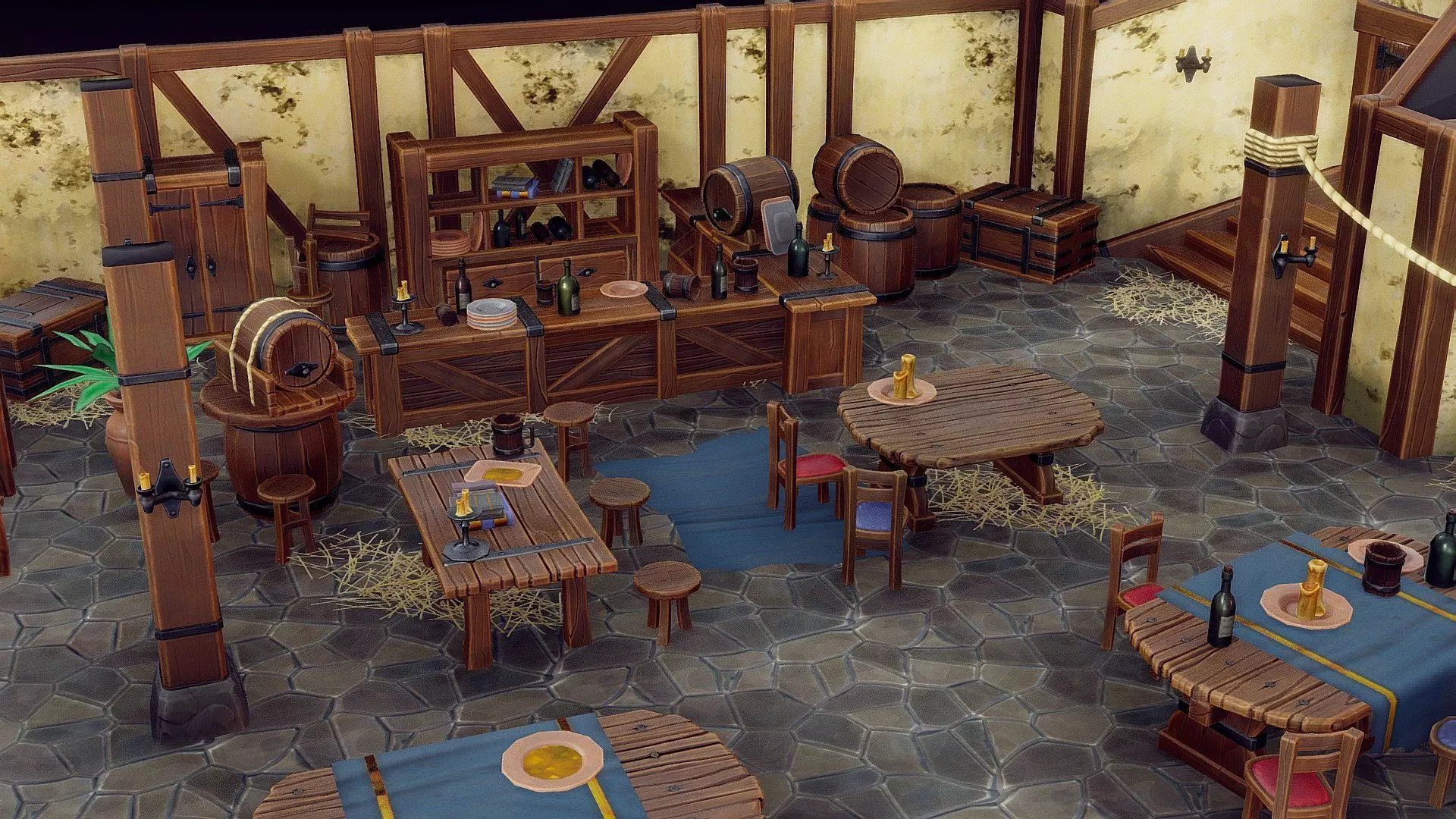 Medieval Tavern Assets 3D model