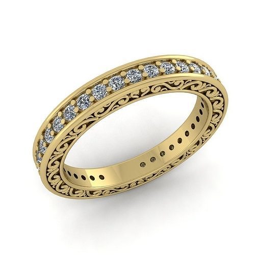  Wedding Band with Diamonds and Ornaments 3D print model