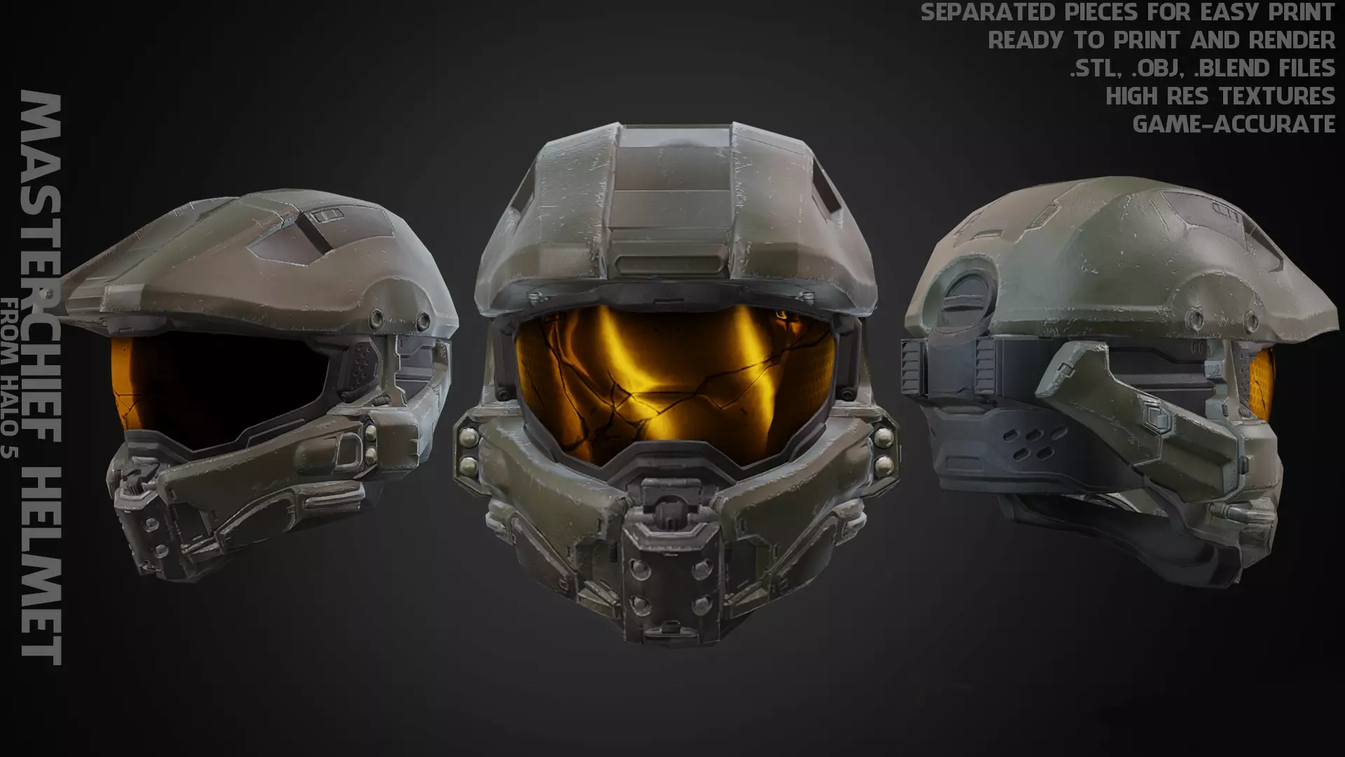 Halo 5 Master Chief Helmet for Cosplay 3D print model_0