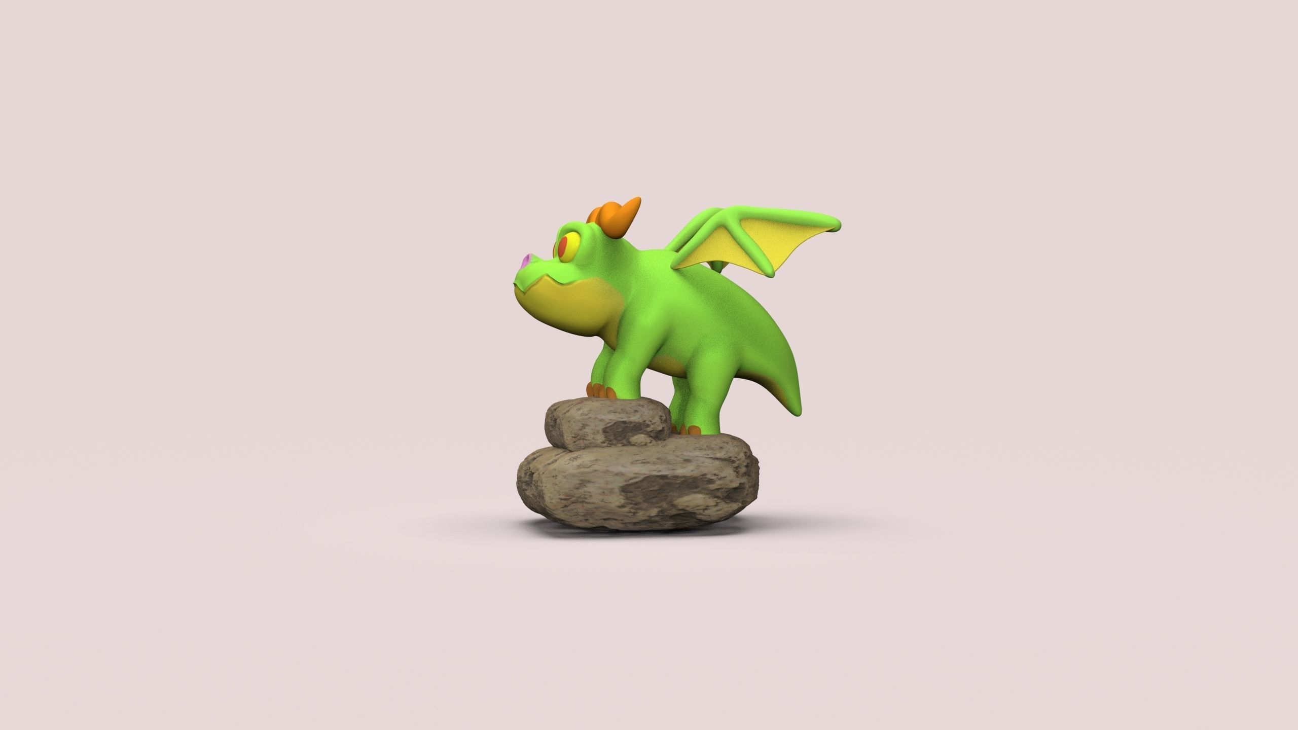 dragon cartoon style 3D print model_2