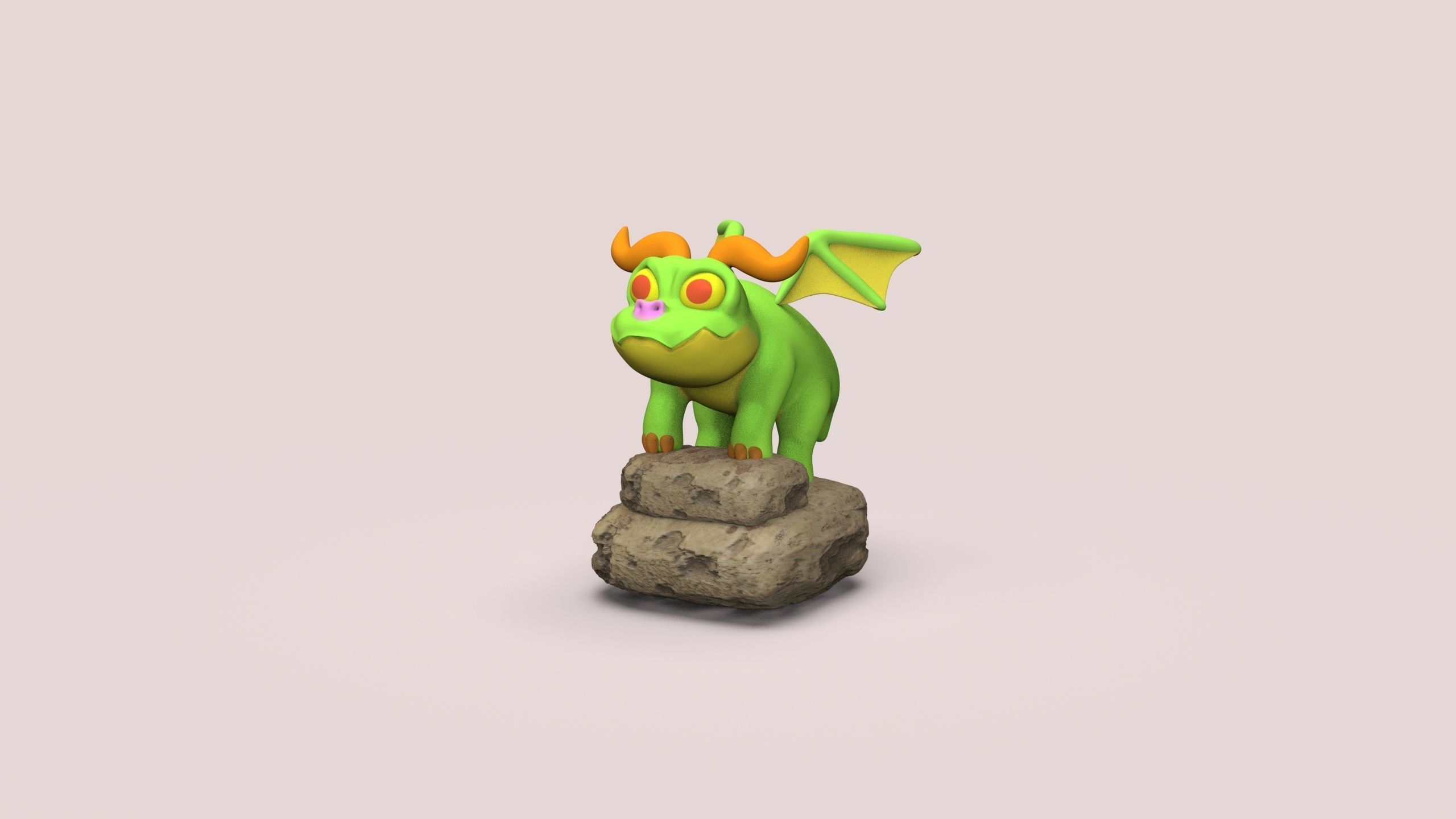 dragon cartoon style 3D print model_1