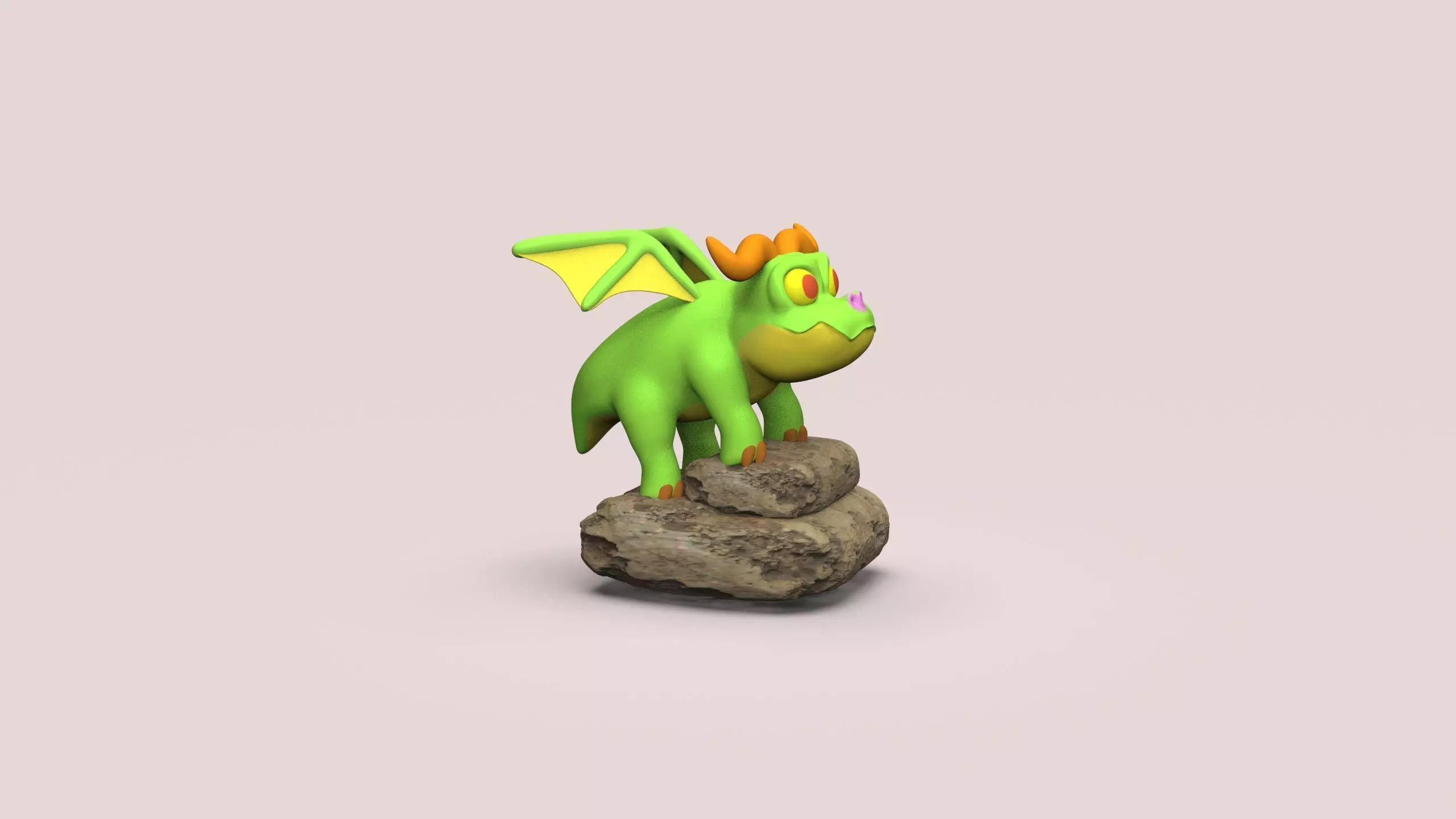dragon cartoon style 3D print model_0