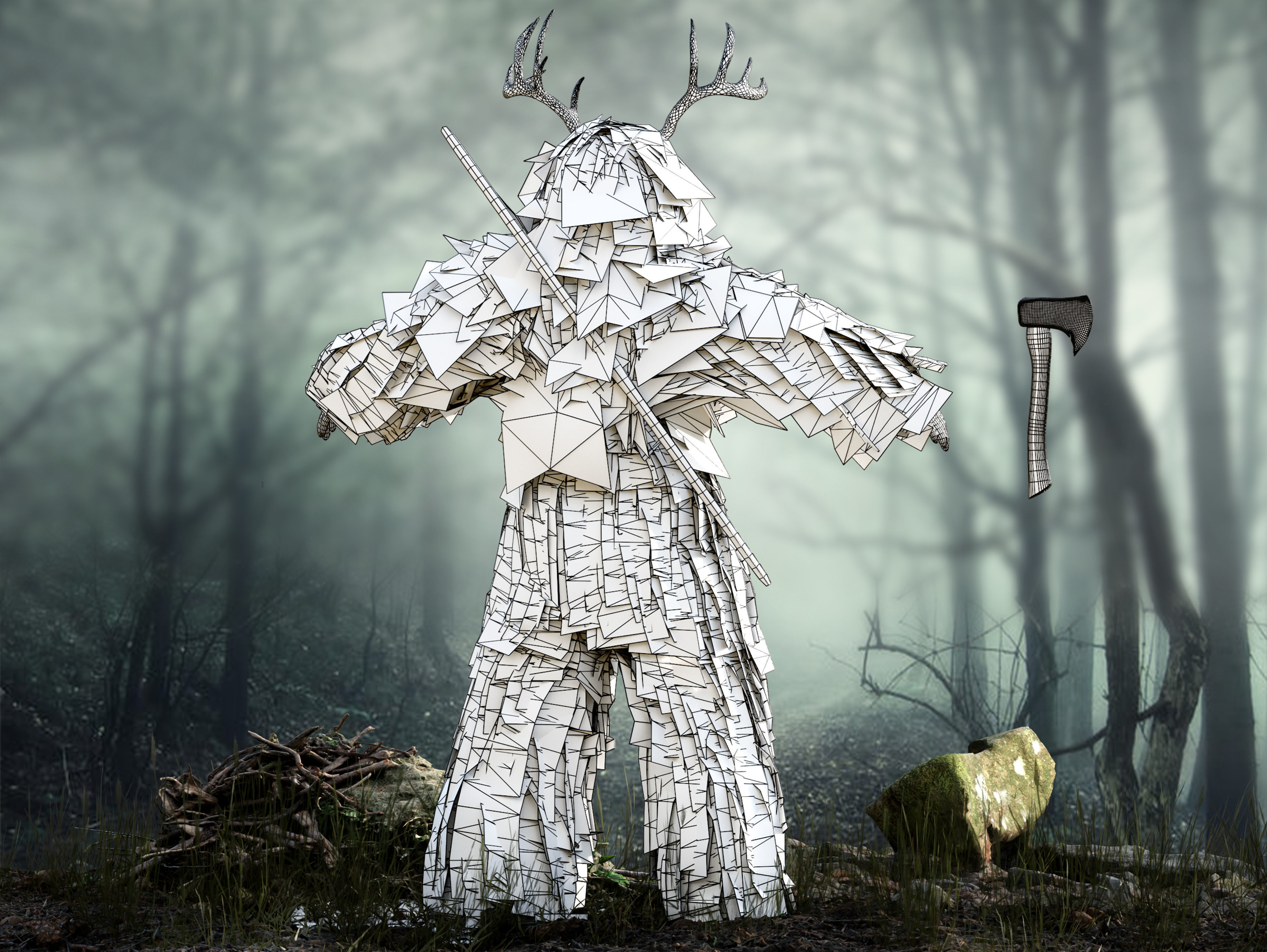 Forest Hunter Low-poly 3D model_10