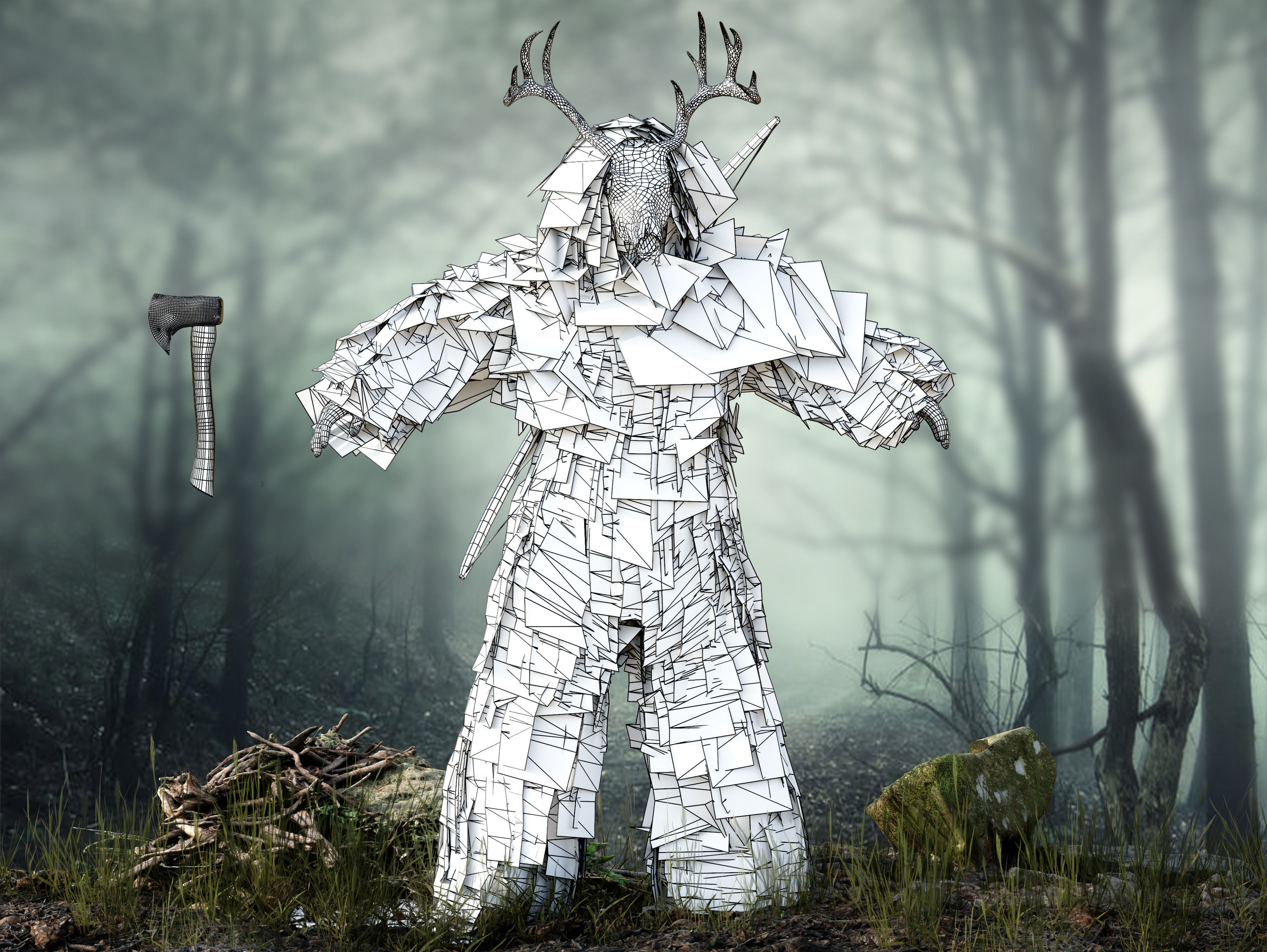 Forest Hunter Low-poly 3D model_9