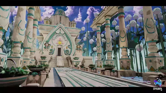 Stylized Ancient Temple Low-poly 3D model