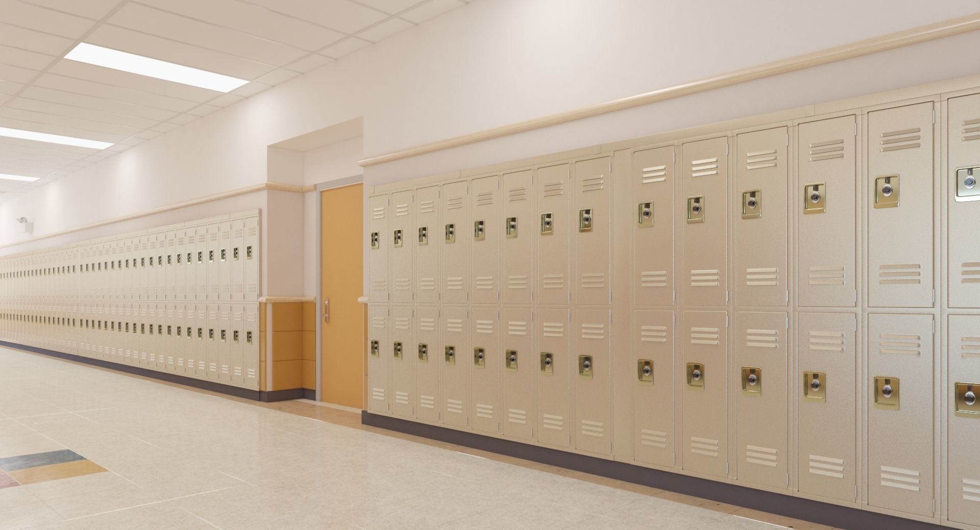 School Hallway Locker Room 3D model_3