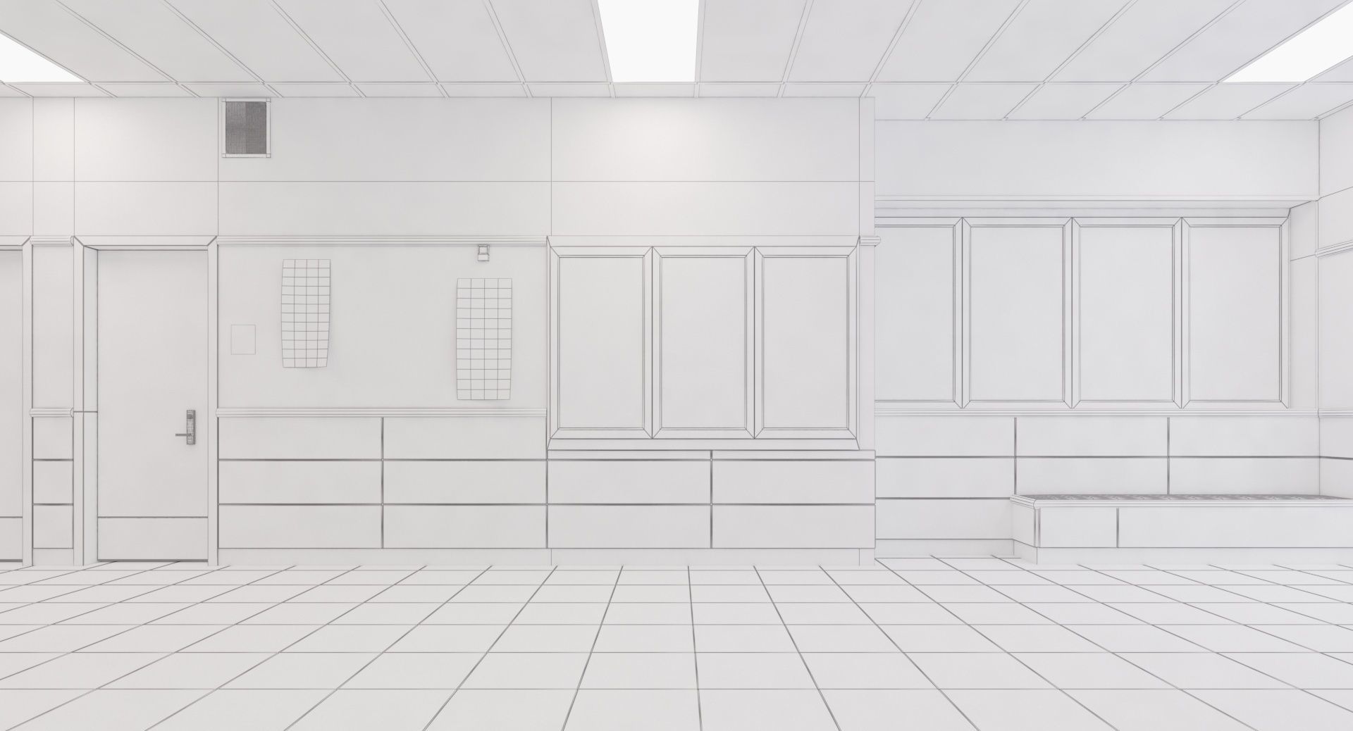 School Hallway Locker Room 3D model_9