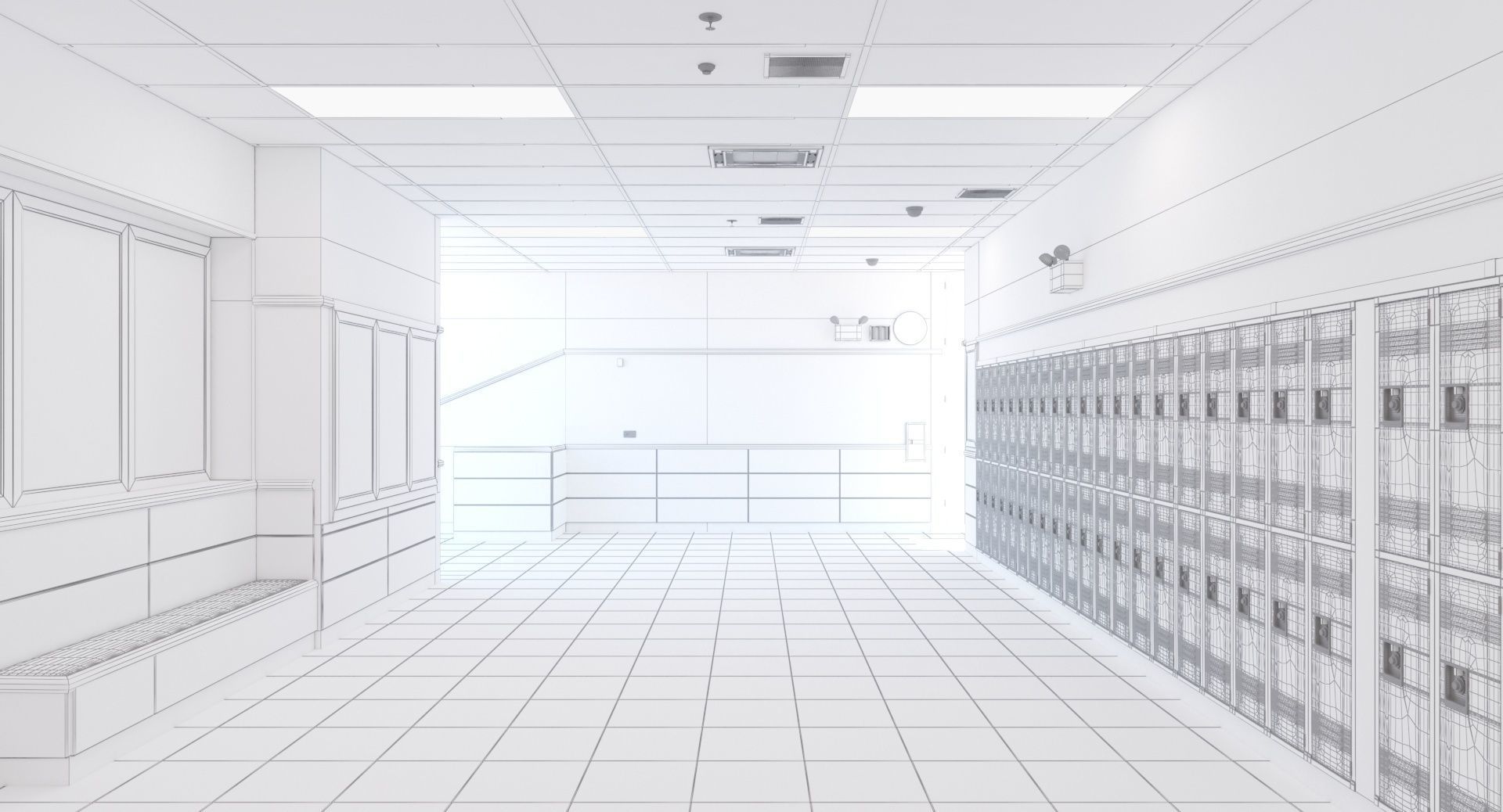 School Hallway Locker Room 3D model_10