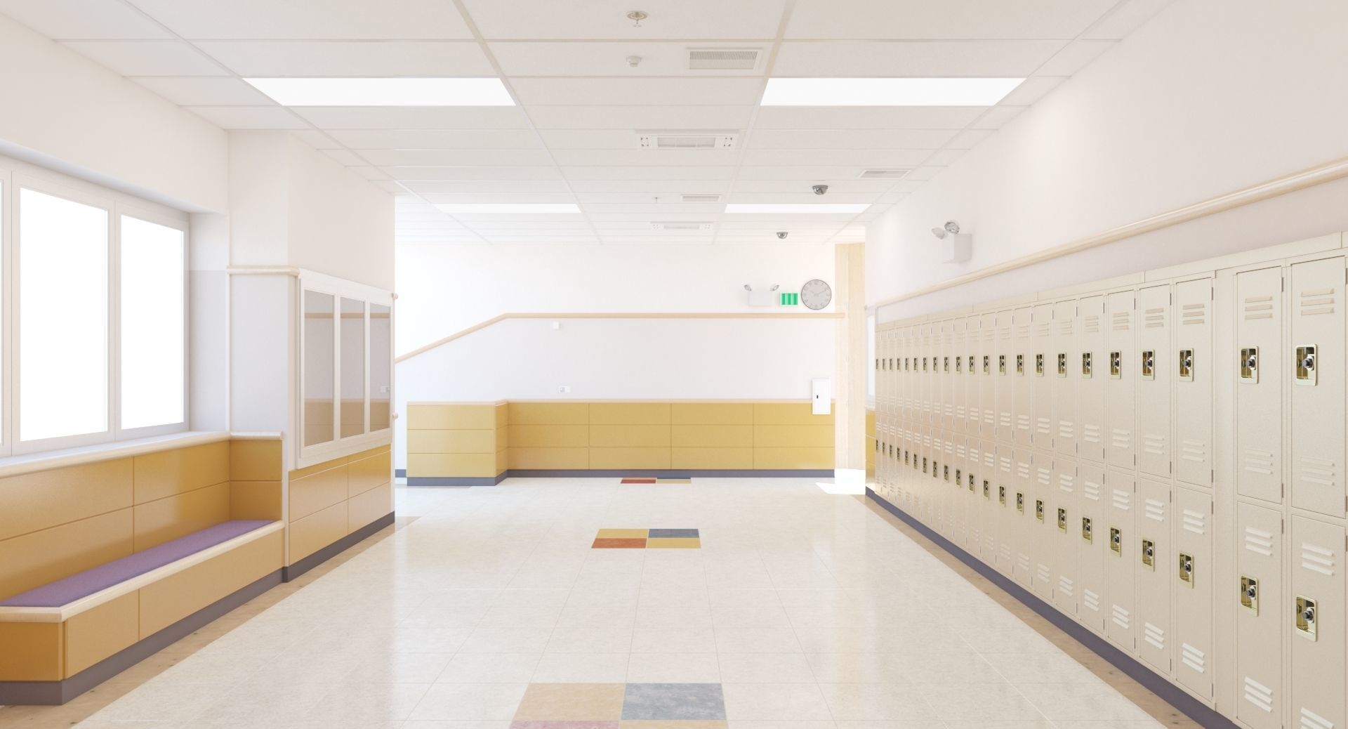 School Hallway Locker Room 3D model_5