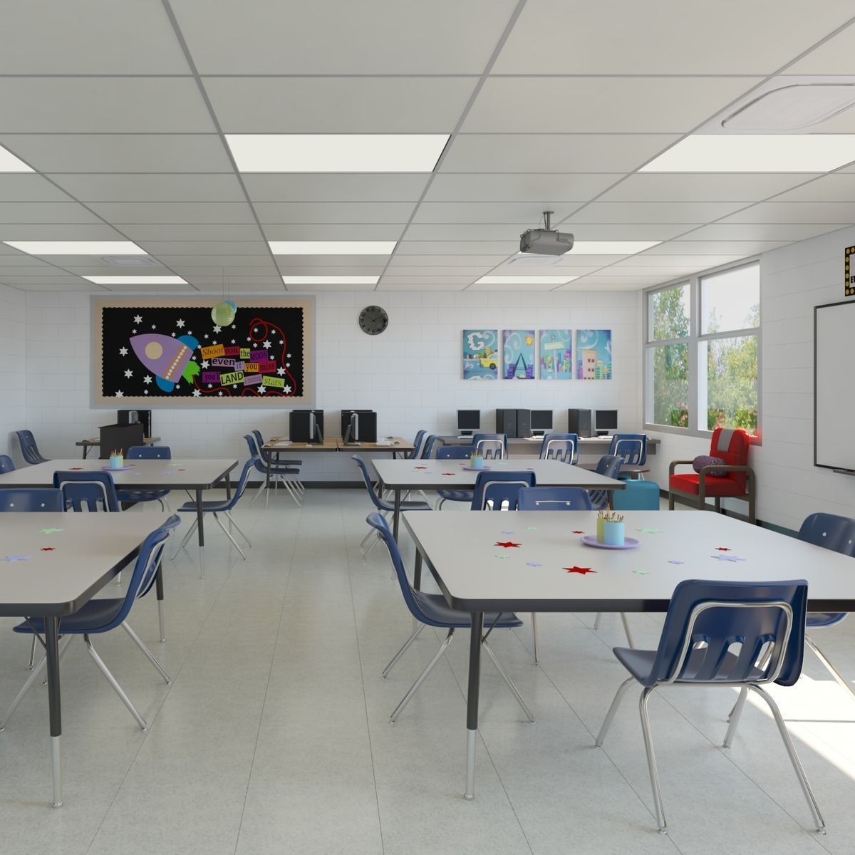 Photorealistic Detail Kindergarten Classroom 3D model_9