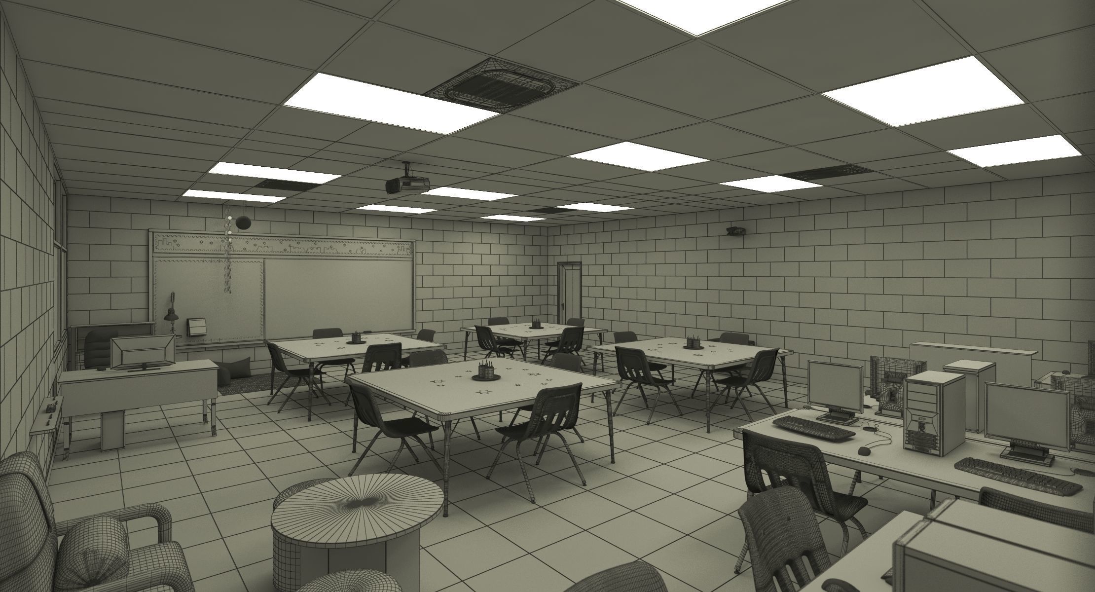 Photorealistic Detail Kindergarten Classroom 3D model_2