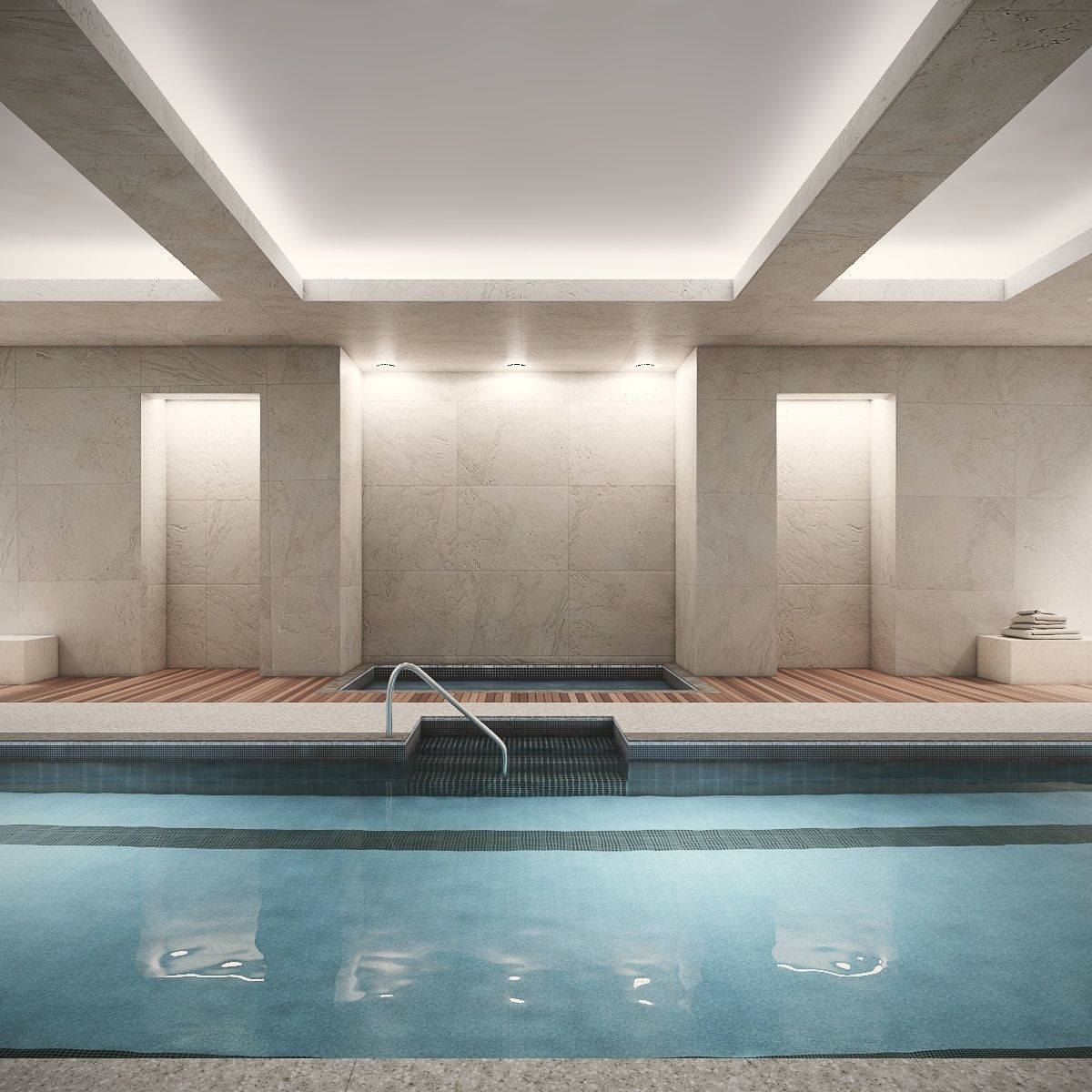 Indoor Swimming Pool Spa Interior Scene 3D model_6