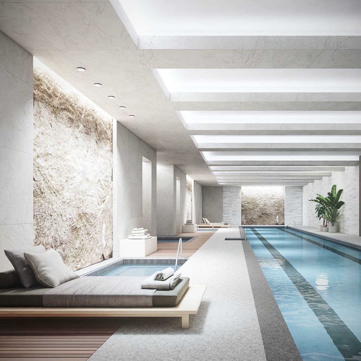 Indoor Swimming Pool Spa Interior Scene 3D model_1