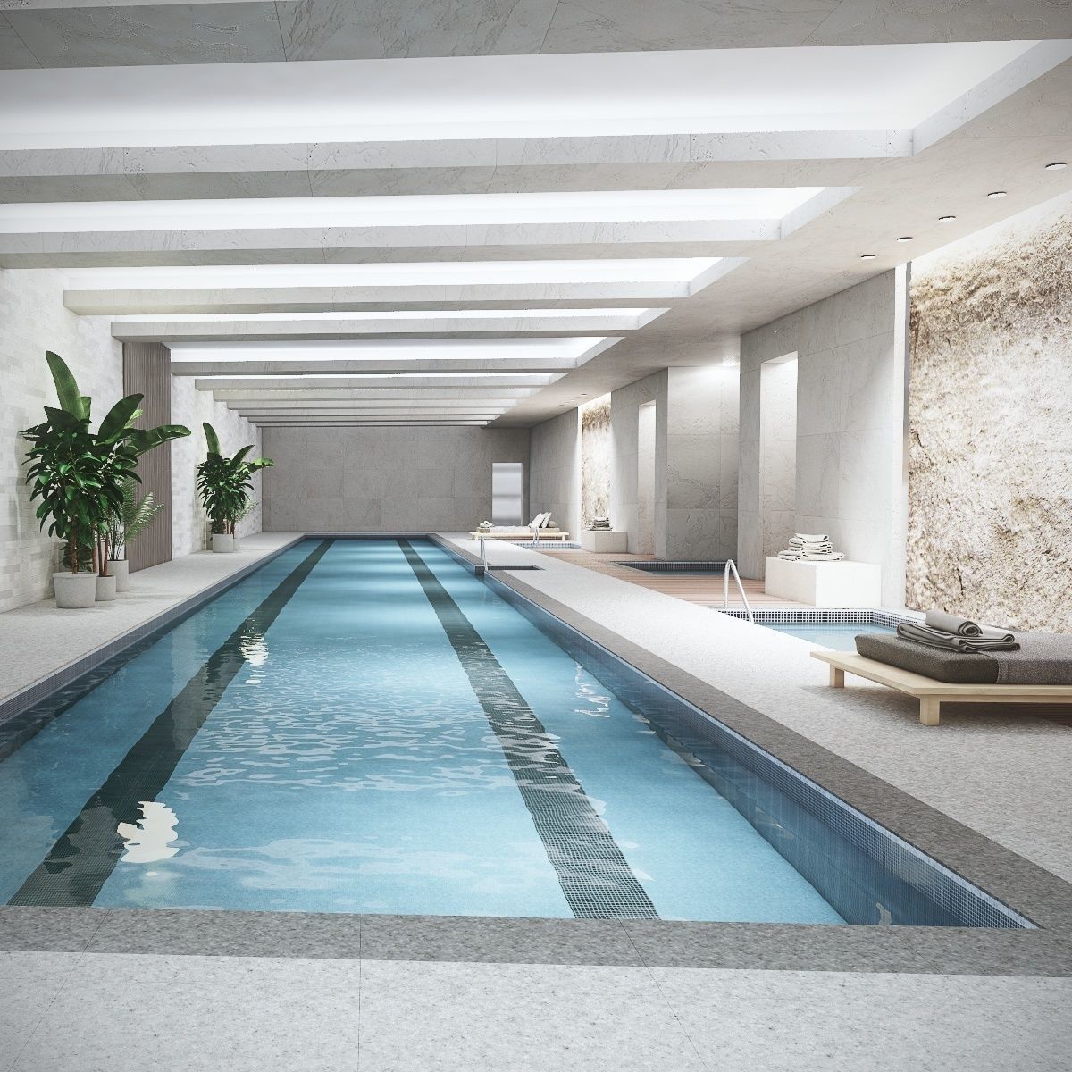 Indoor Swimming Pool Spa Interior Scene 3D model_4