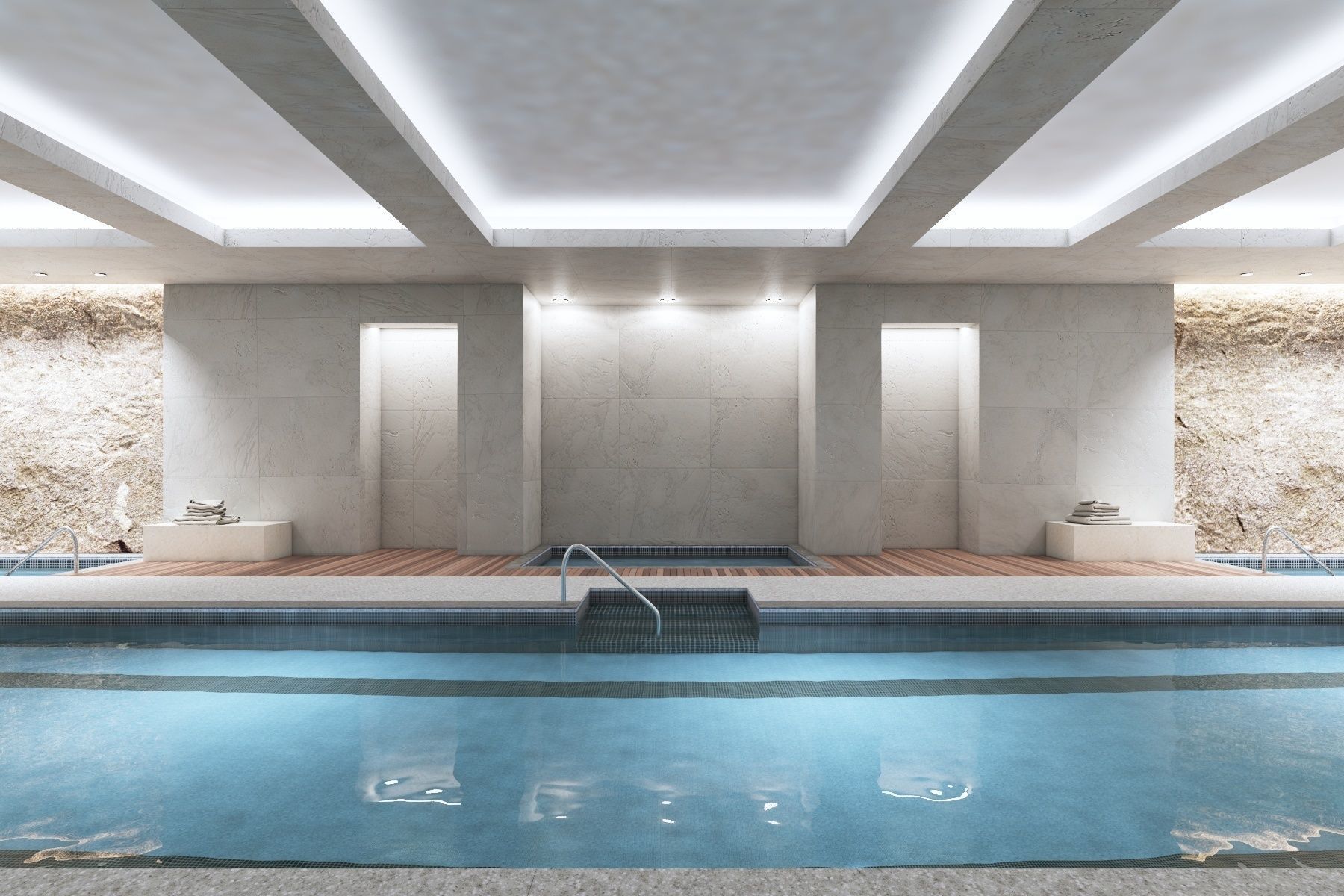 Indoor Swimming Pool Spa Interior Scene 3D model_12