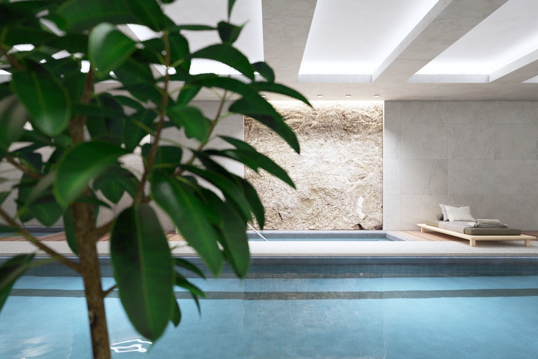 Indoor Swimming Pool Spa Interior Scene 3D model_11