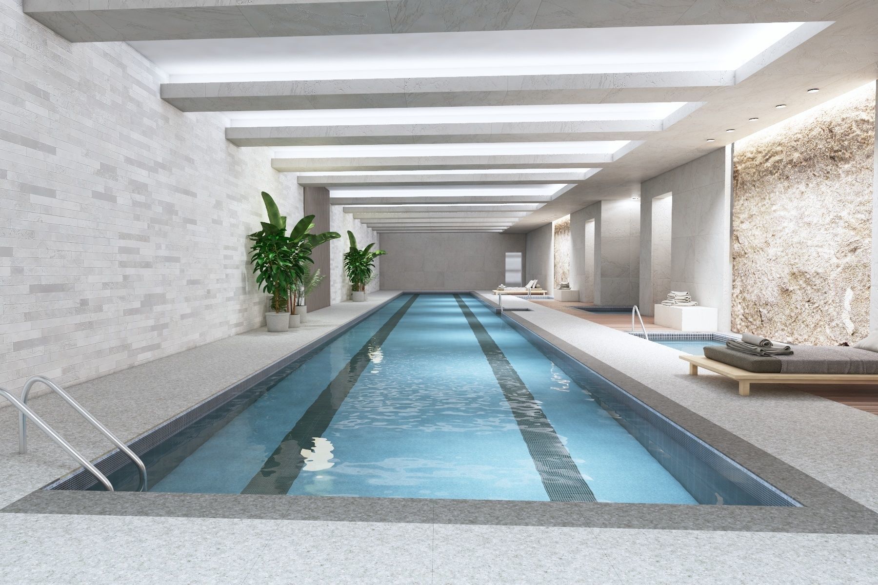 Indoor Swimming Pool Spa Interior Scene 3D model_9