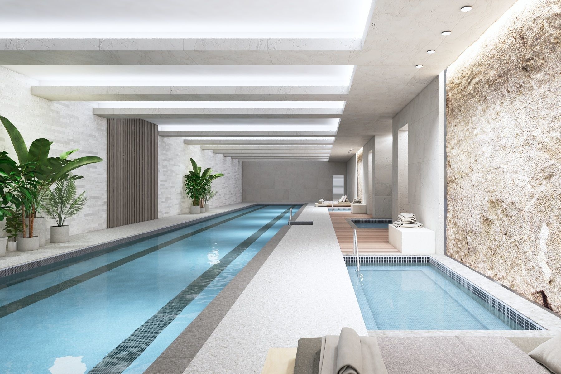 Indoor Swimming Pool Spa Interior Scene 3D model_10