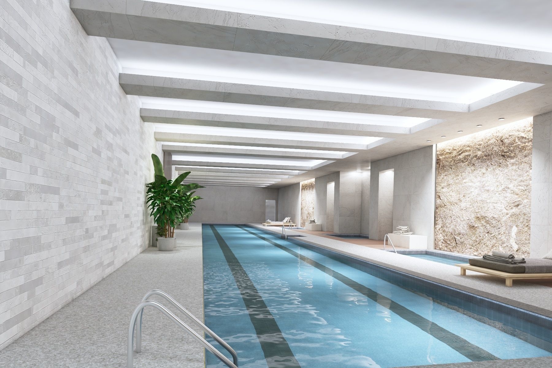 Indoor Swimming Pool Spa Interior Scene 3D model_8