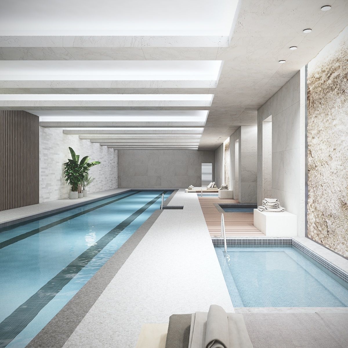 Indoor Swimming Pool Spa Interior Scene 3D model_5