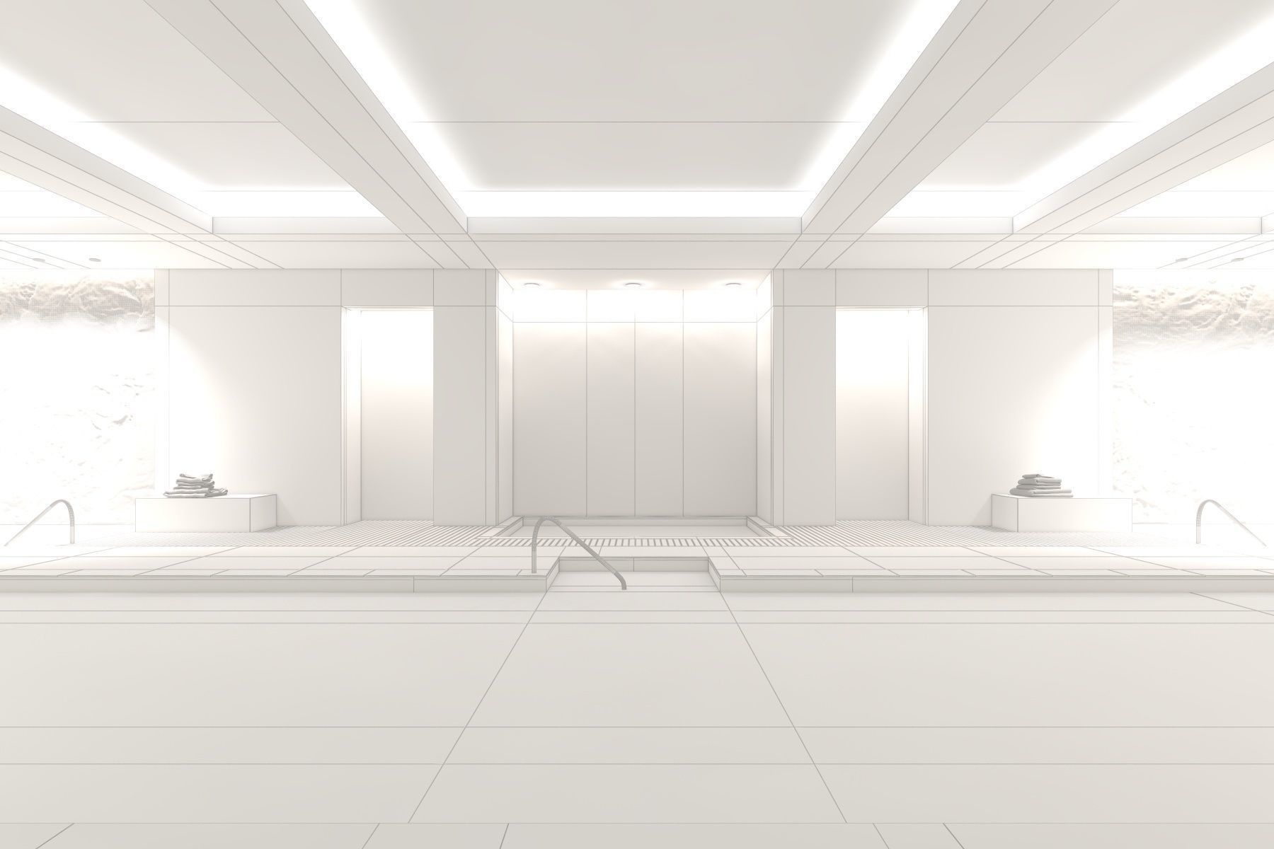 Indoor Swimming Pool Spa Interior Scene 3D model_13