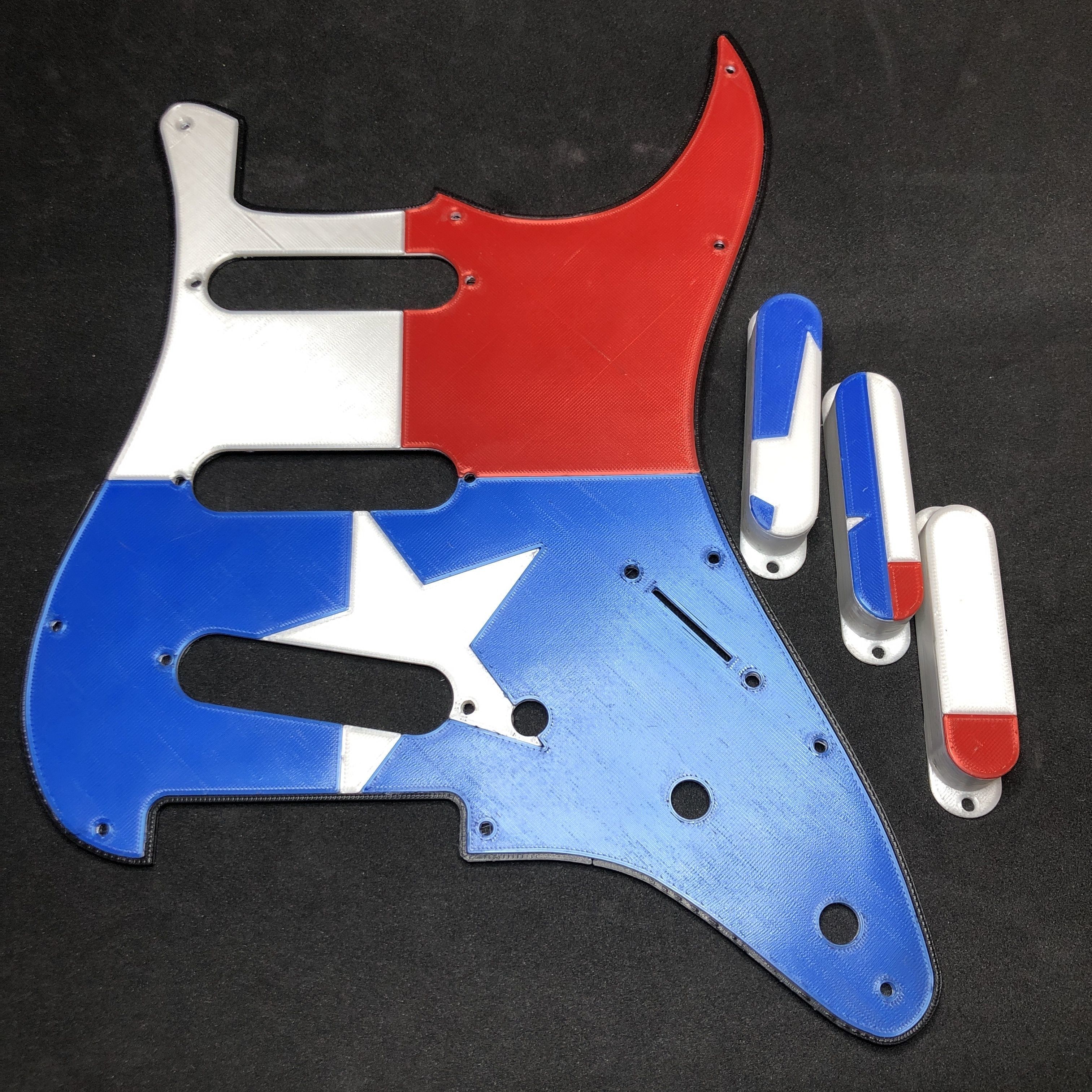 Texas State Flag Scratchplate for Fender Stratocaster 3D print model_6