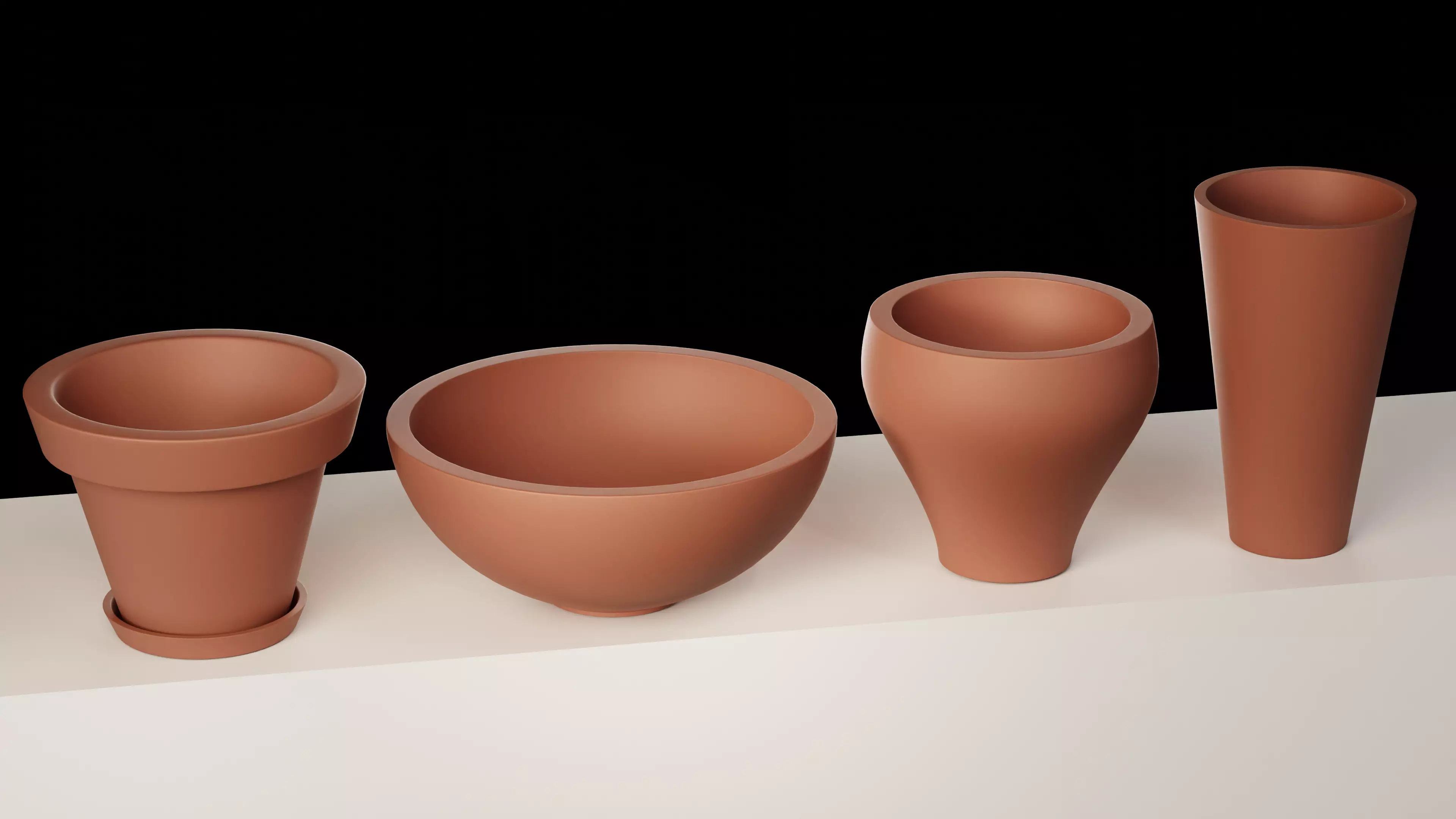 Flower Pots Free low-poly 3D model_0