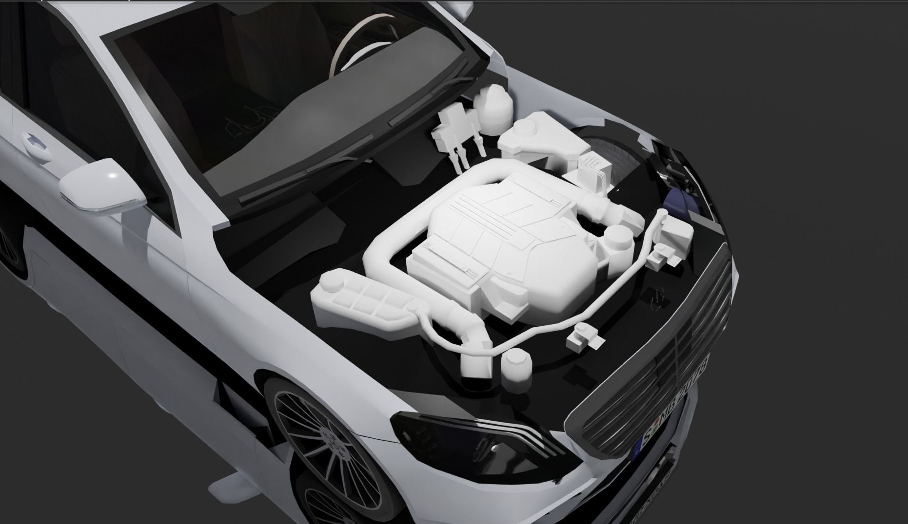 Engine toilet seat Low-poly 3D model_2