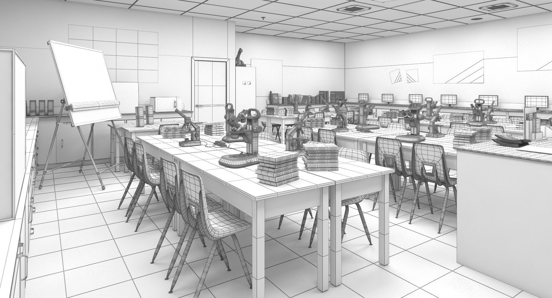 Detail School Science Laboratory Interior Architecture 3D model_11