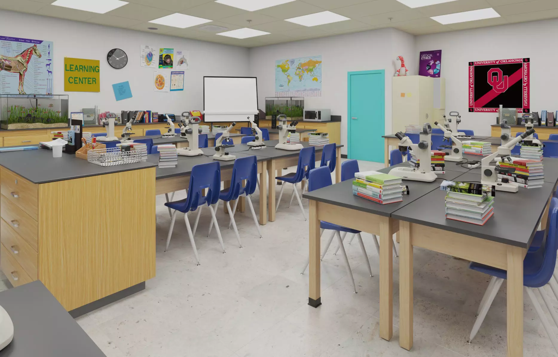 Detail School Science Laboratory Interior Architecture 3D model_0