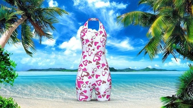 Double Strap One Piece Cheeky Swimsuit 3D model