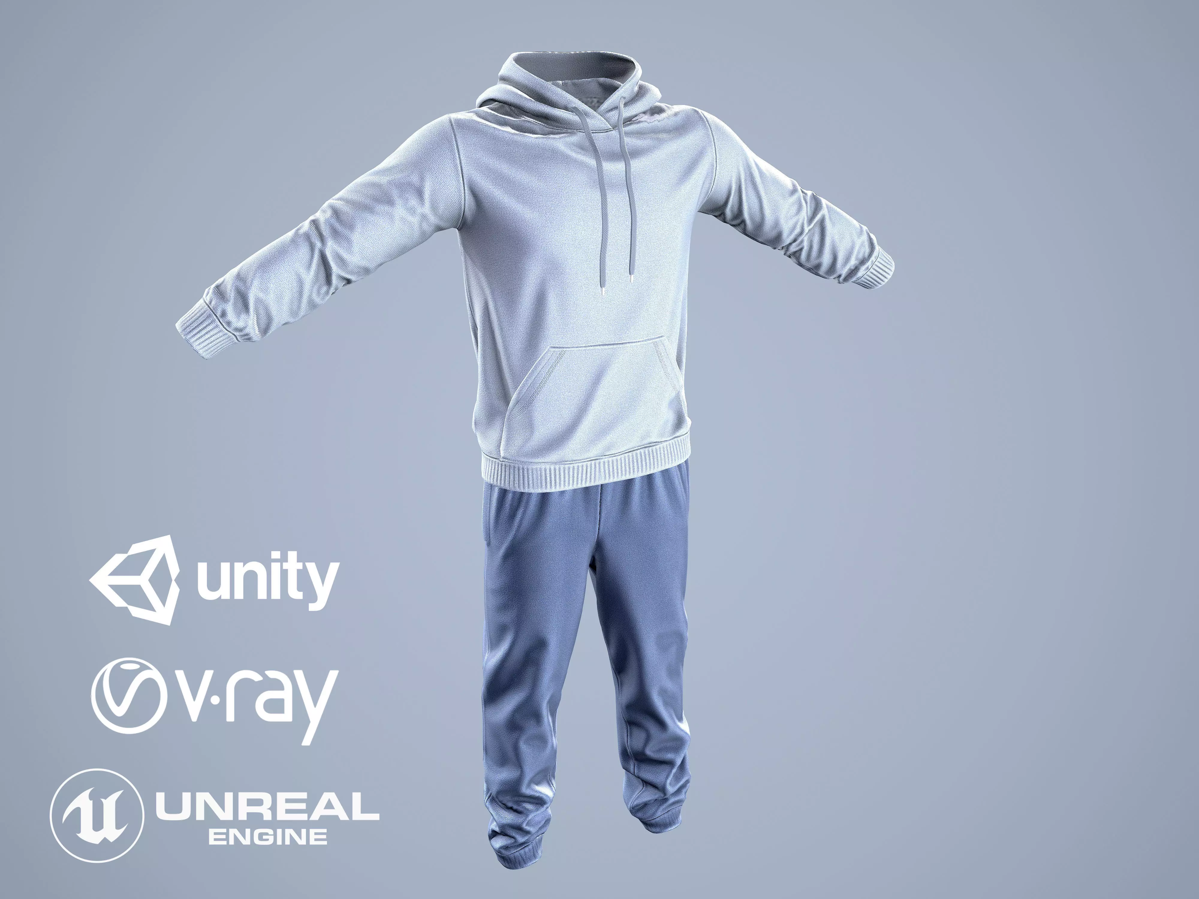 Male Clothes Hoodie and Pants Low-poly 3D model