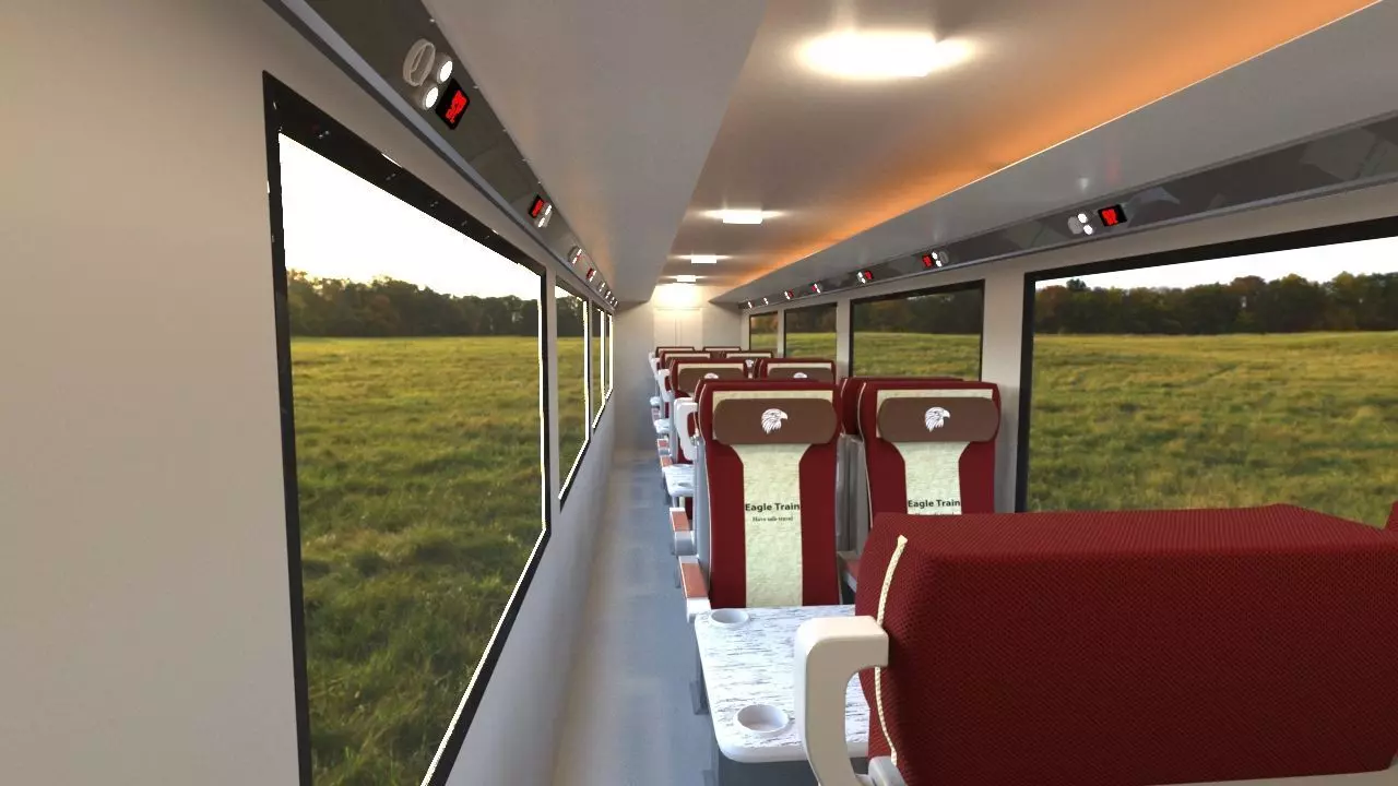 Train interior of with seats 3D model