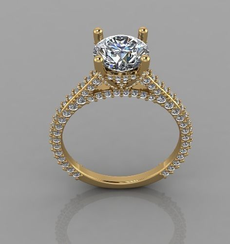 Ring 3d print model solitaire diamond engagement 3D print model_4
