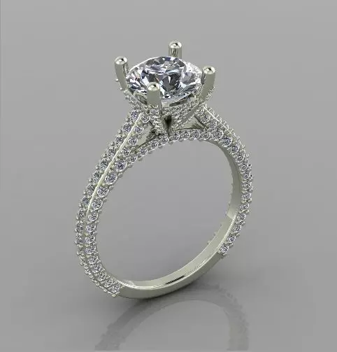 Ring 3d print model solitaire diamond engagement 3D print model_0