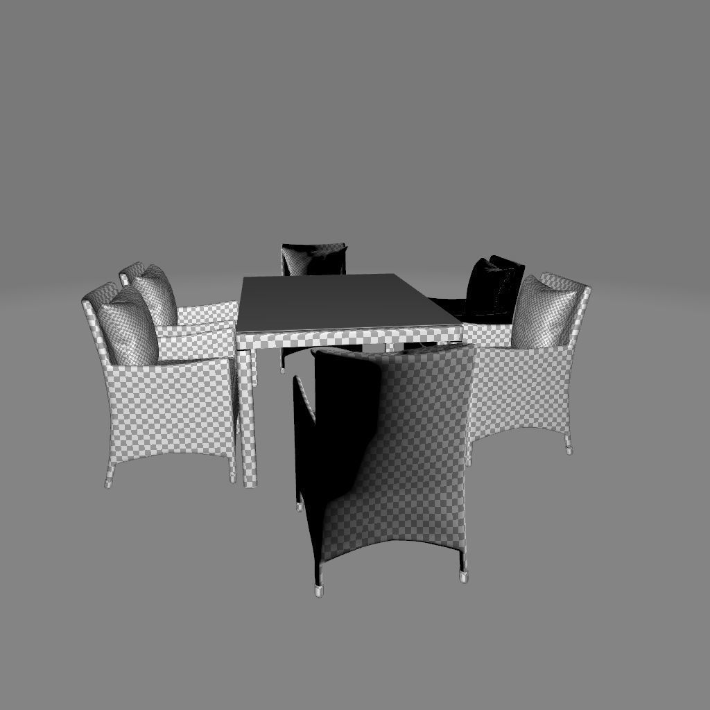 Mucha Rectangular  Dining Set 3D model_3
