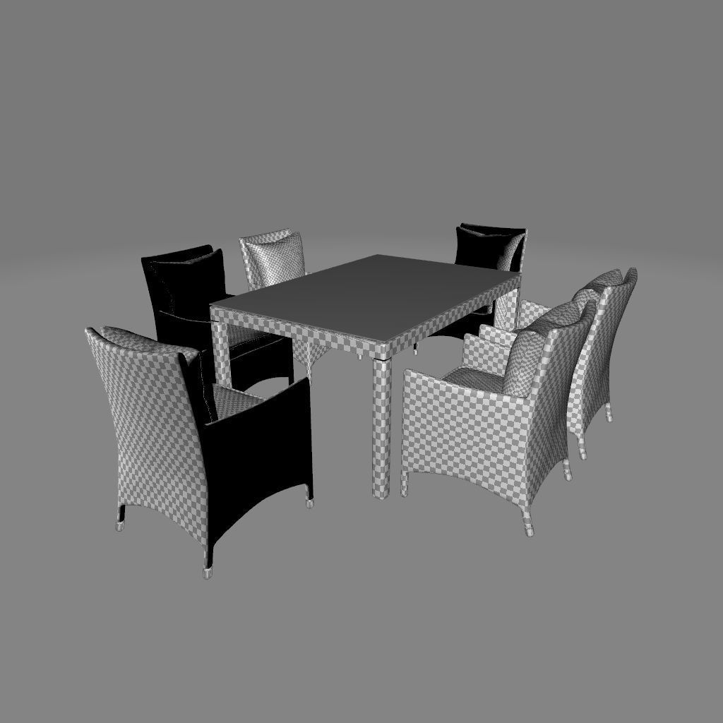 Mucha Rectangular  Dining Set 3D model_5