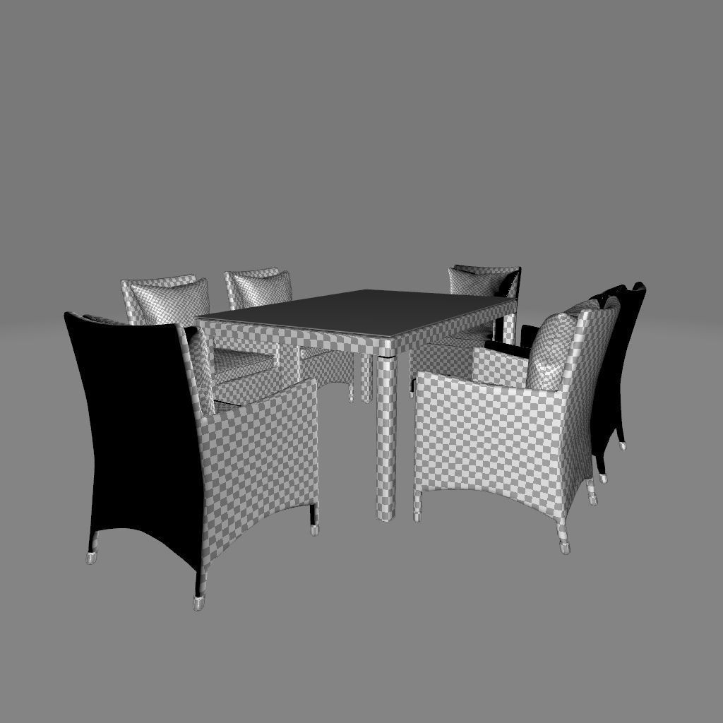 Mucha Rectangular  Dining Set 3D model_2