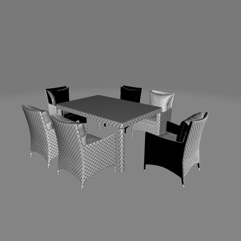 Mucha Rectangular  Dining Set 3D model_4