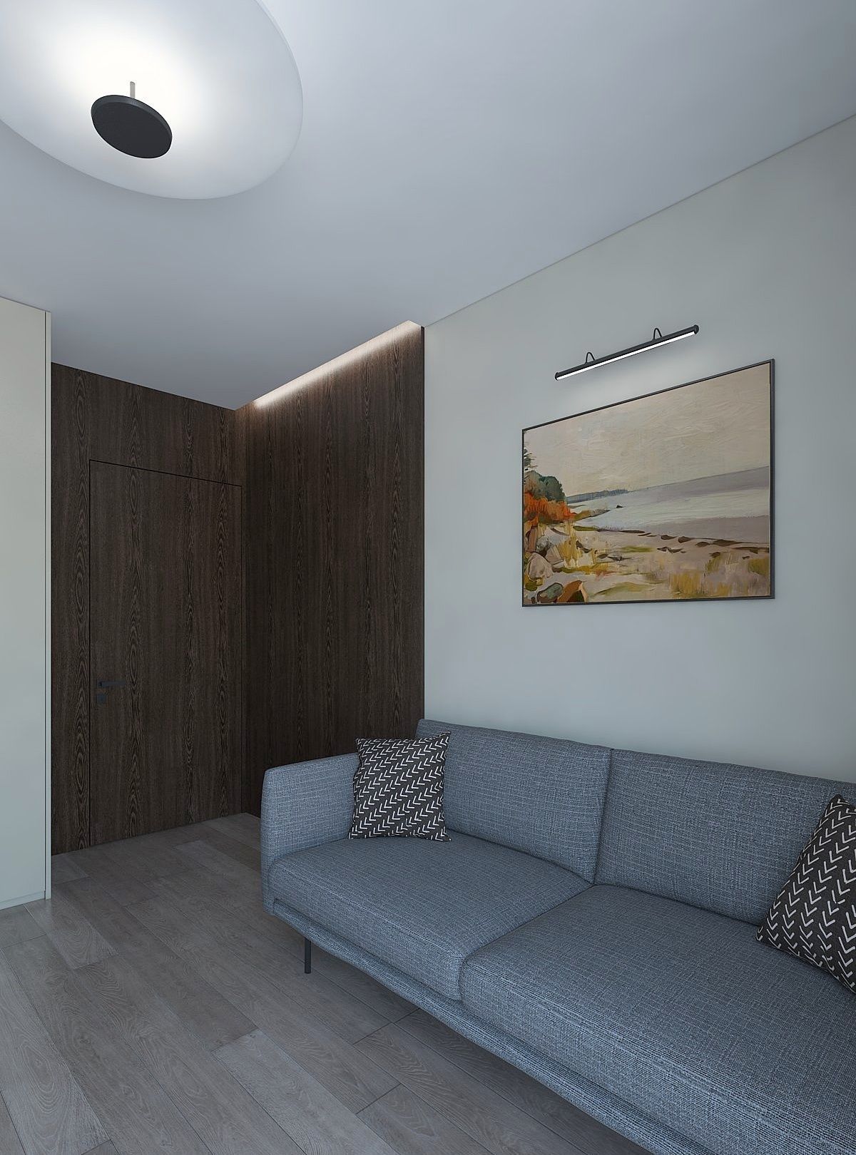 Cozy study with dark wood paneling 3D model_2