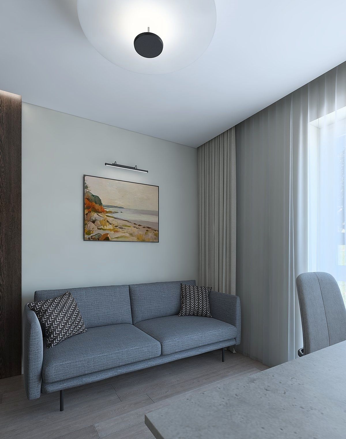 Cozy study with dark wood paneling 3D model_1