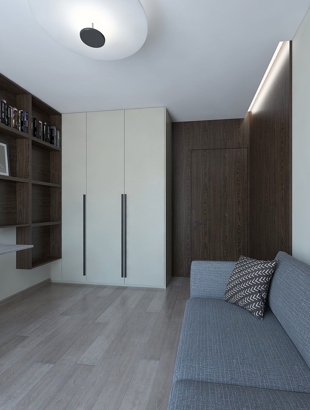 Cozy study with dark wood paneling 3D model_3