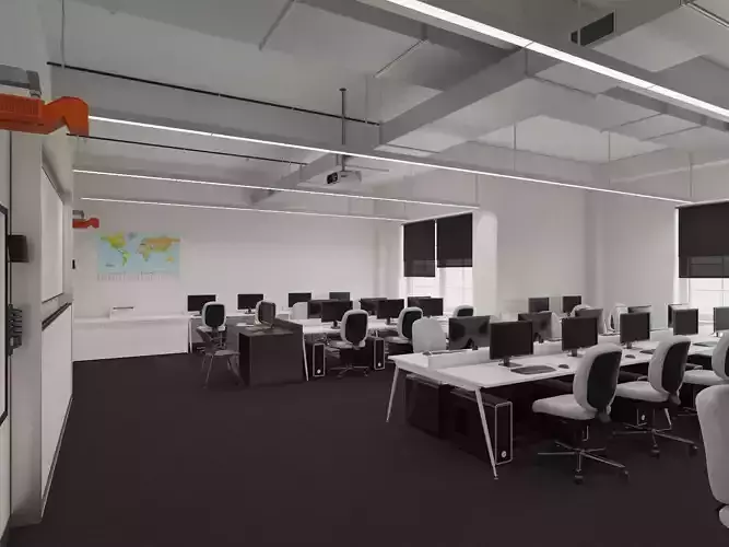 Computer Laboratory Classroom Interior Scene