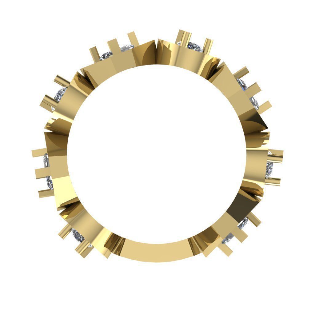 Wedding Band with Emerald and Pear Shape Stones 3D print model_2