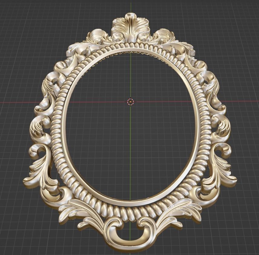 elegant oval shape of the mirror frame 3D model_5
