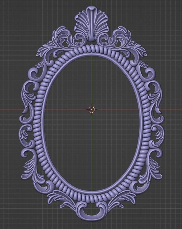 elegant oval shape of the mirror frame 3D model_1